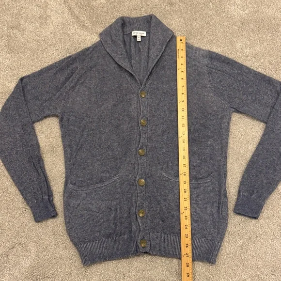 Peter Millar Crown Cotton Hemp Harbor Shawl Cardigan in Windo Blue Size Medium - Picture 8 of 12